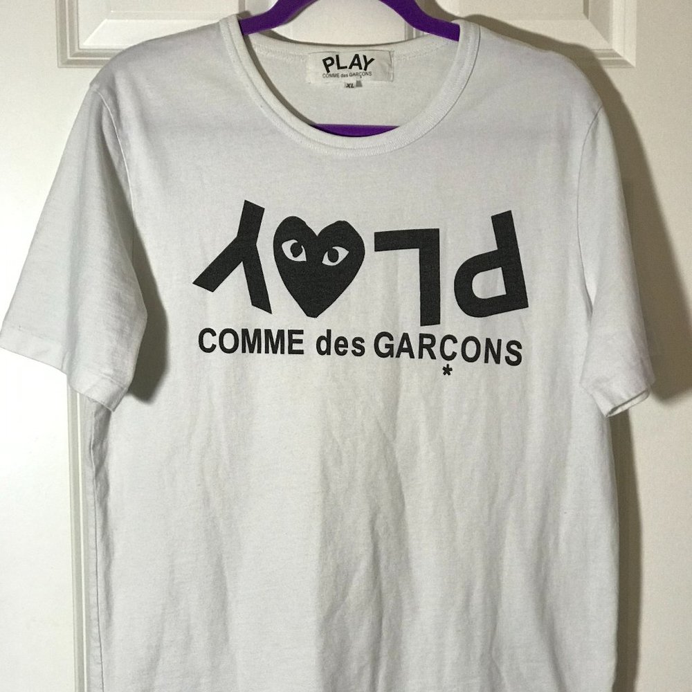 COMME DES GARÇONS PLAY PLAY - Logo Short Sleeve T Shirt - Size XL - CDG